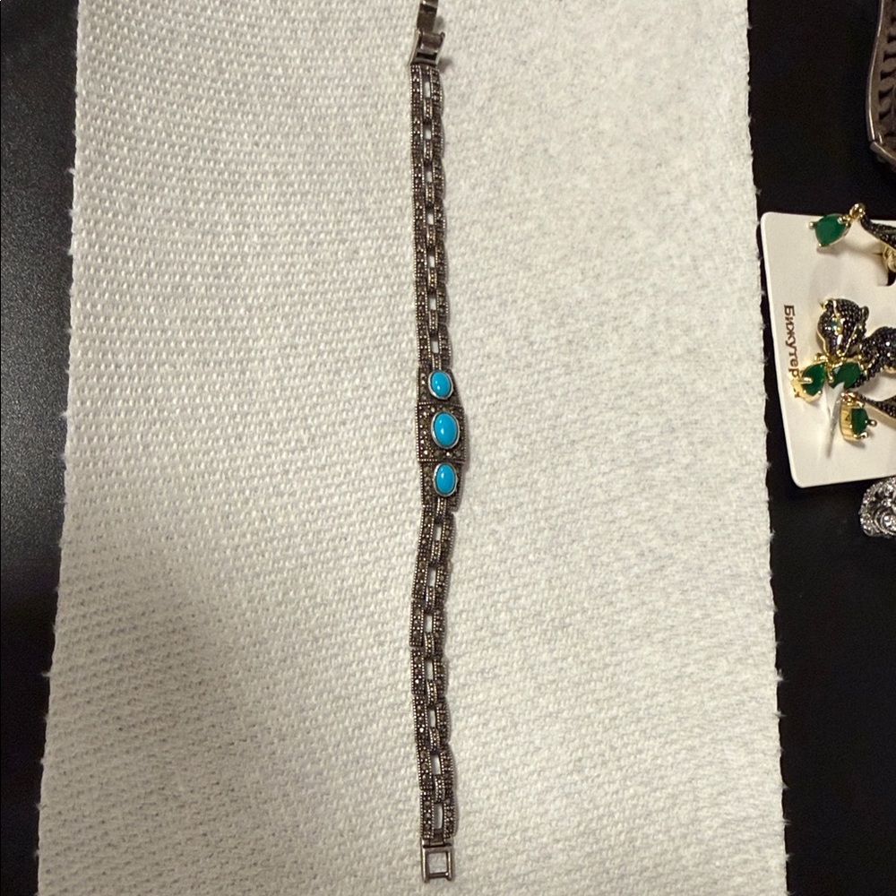 Sterling Silver Bracelet with Turquoise Stones